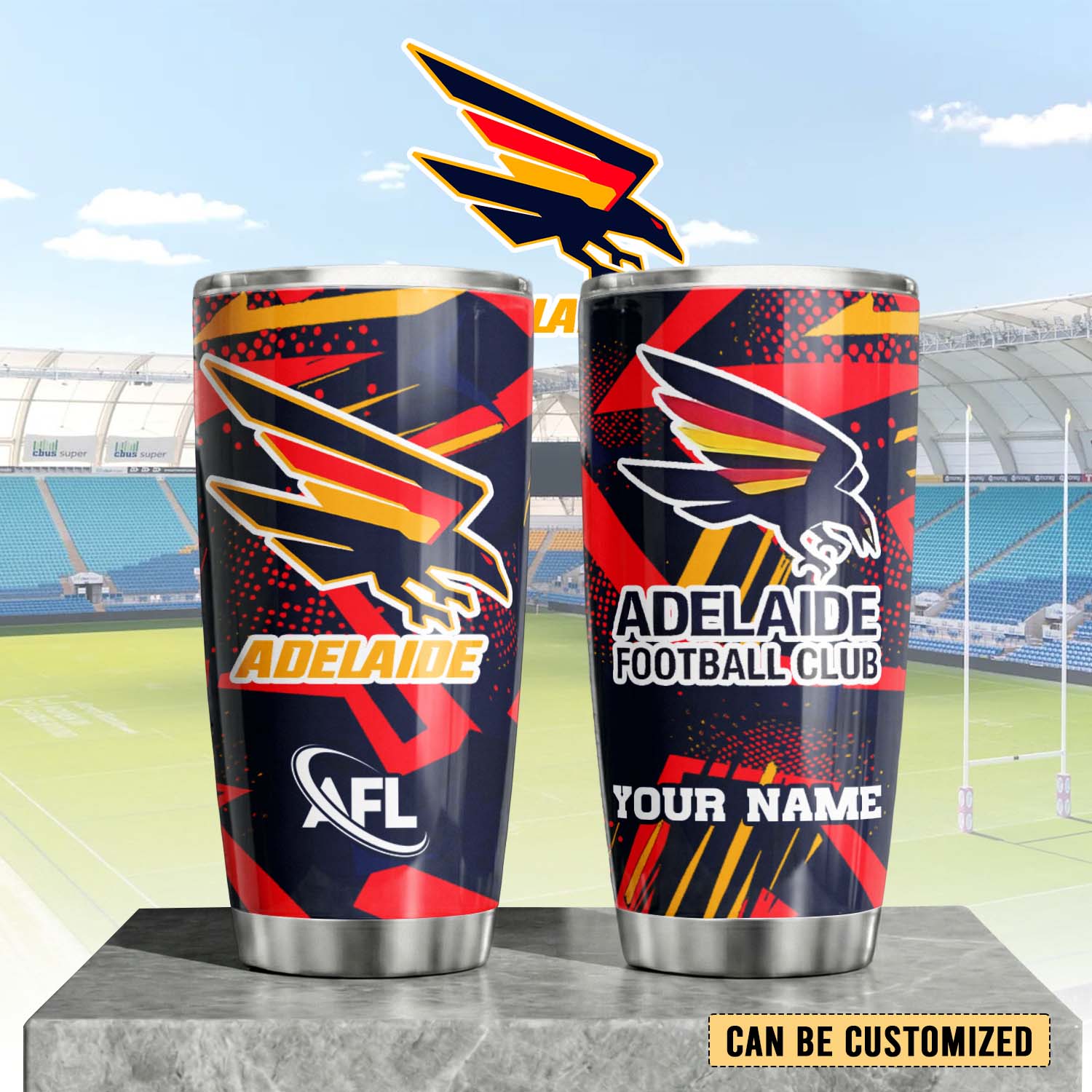 Auspiritmerch Adelaide Crows Custom Stanley Quencher 20oz Stainless Steel Tumbler