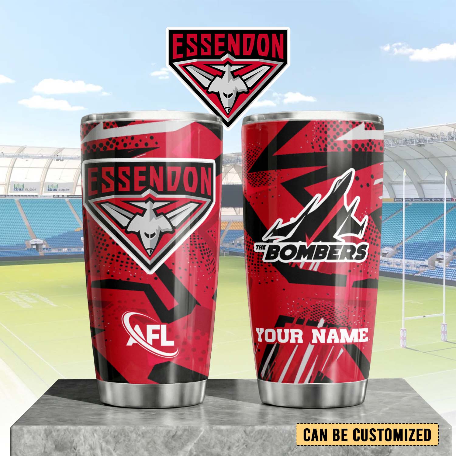 Auspiritmerch Essendon Custom Stanley Quencher 20oz Stainless Steel Tumbler