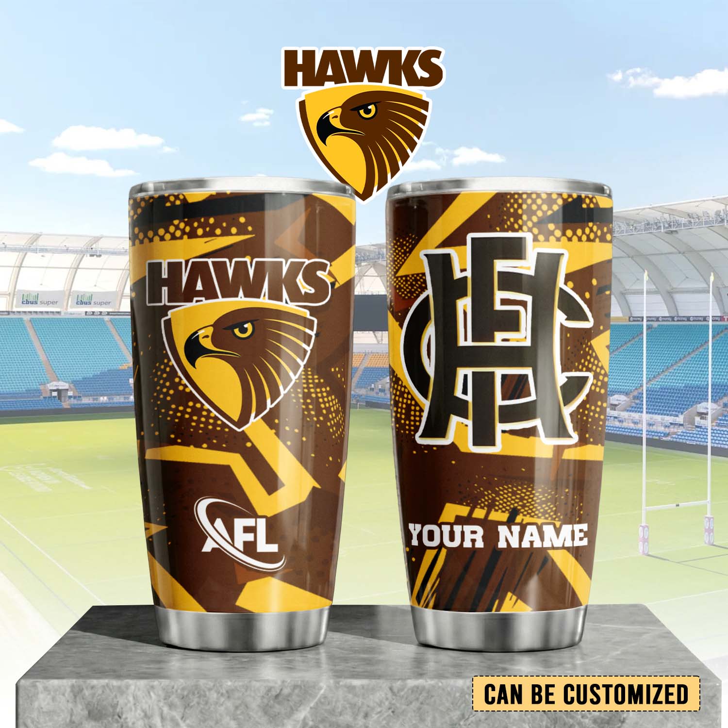 Auspiritmerch Hawthorn Hawks Custom Stanley Quencher 20oz Stainless Steel Tumbler
