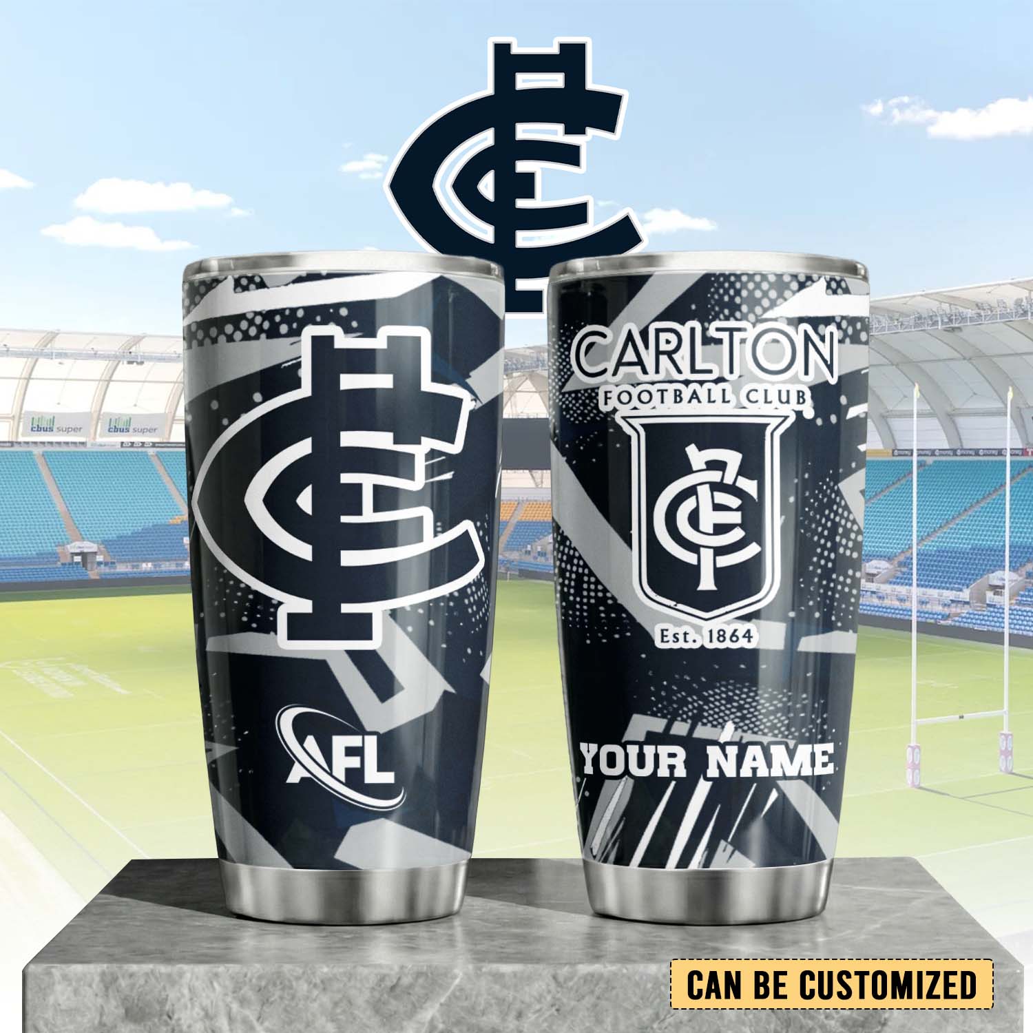 Auspiritmerch Carlton Blues Custom Stanley Quencher 20oz Stainless Steel Tumbler