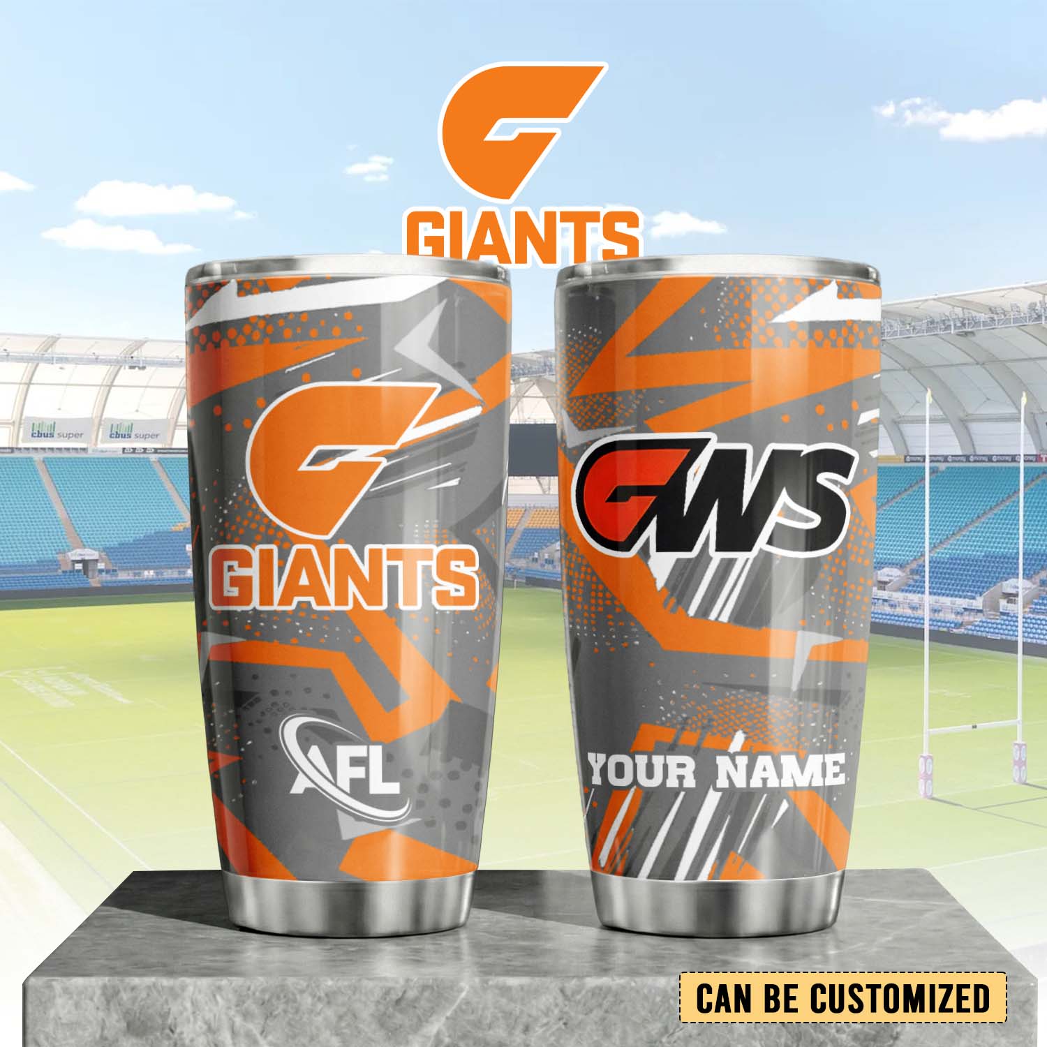 Auspiritmerch GWS Giants Custom Stanley Quencher 20oz Stainless Steel Tumbler