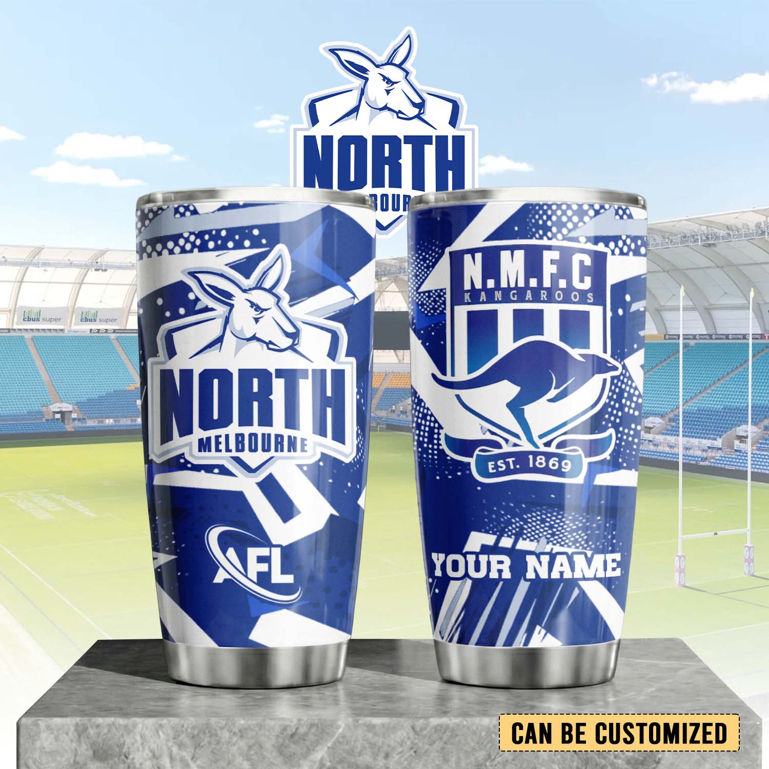 Auspiritmerch North Melbourne Custom Stanley Quencher 20oz Stainless Steel Tumbler