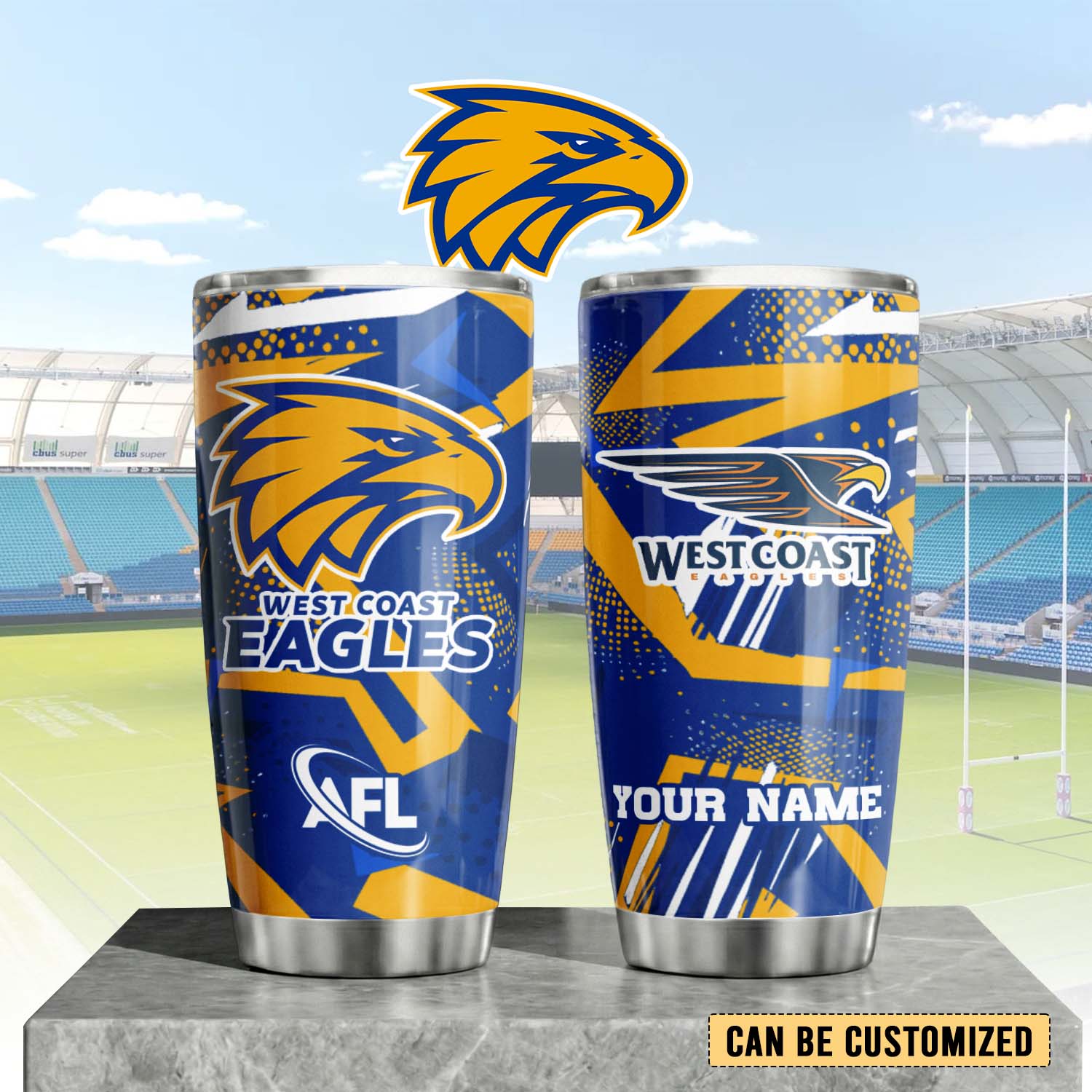 Auspiritmerch West Coast Eagles Custom Stanley Quencher 20oz Stainless Steel Tumbler