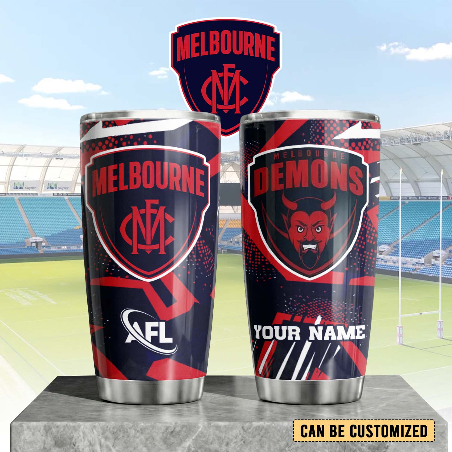 Auspiritmerch Melbourne Demons Custom Stanley Quencher 20oz Stainless Steel Tumbler