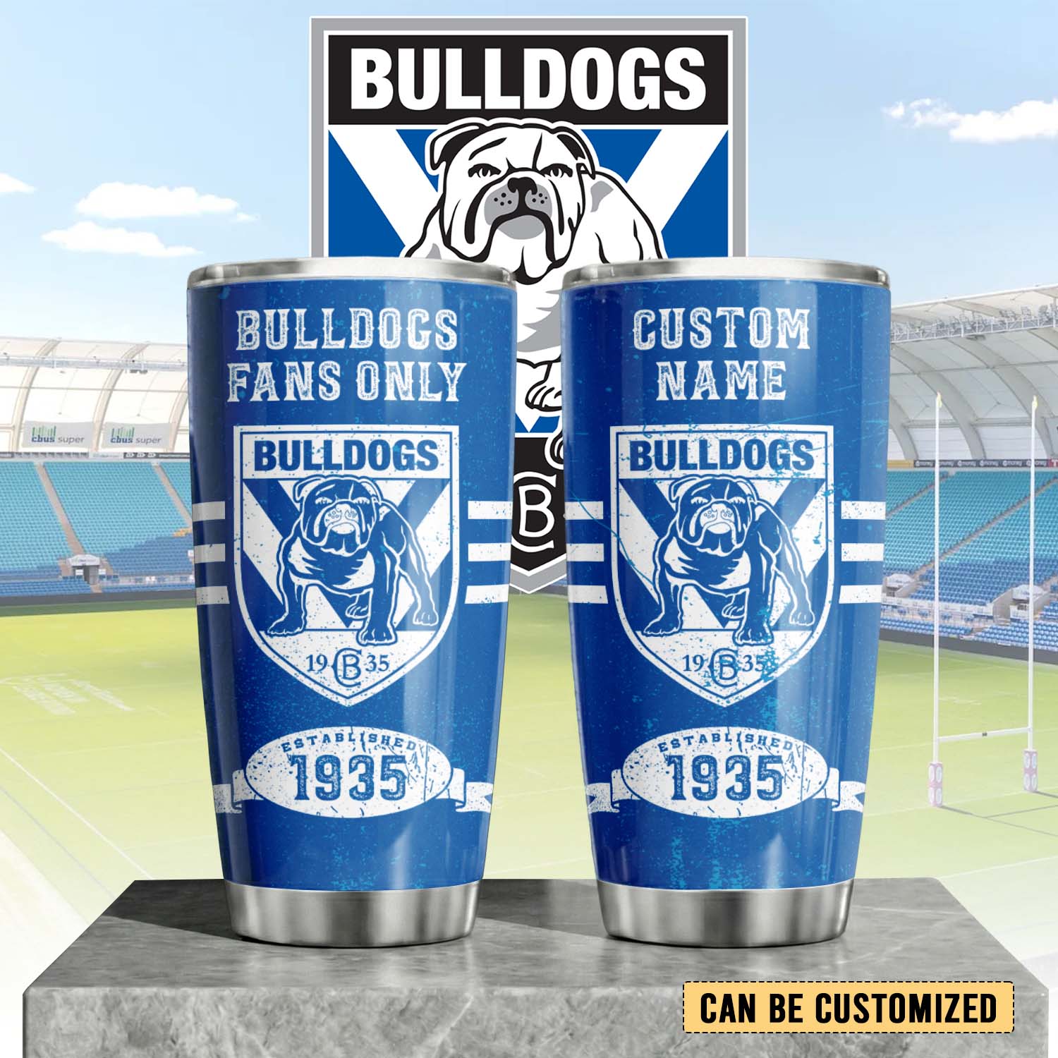 Auspiritmerch Canterbury-Bankstown Bulldogs Custom Stanley Quencher 20oz Stainless Steel Tumbler