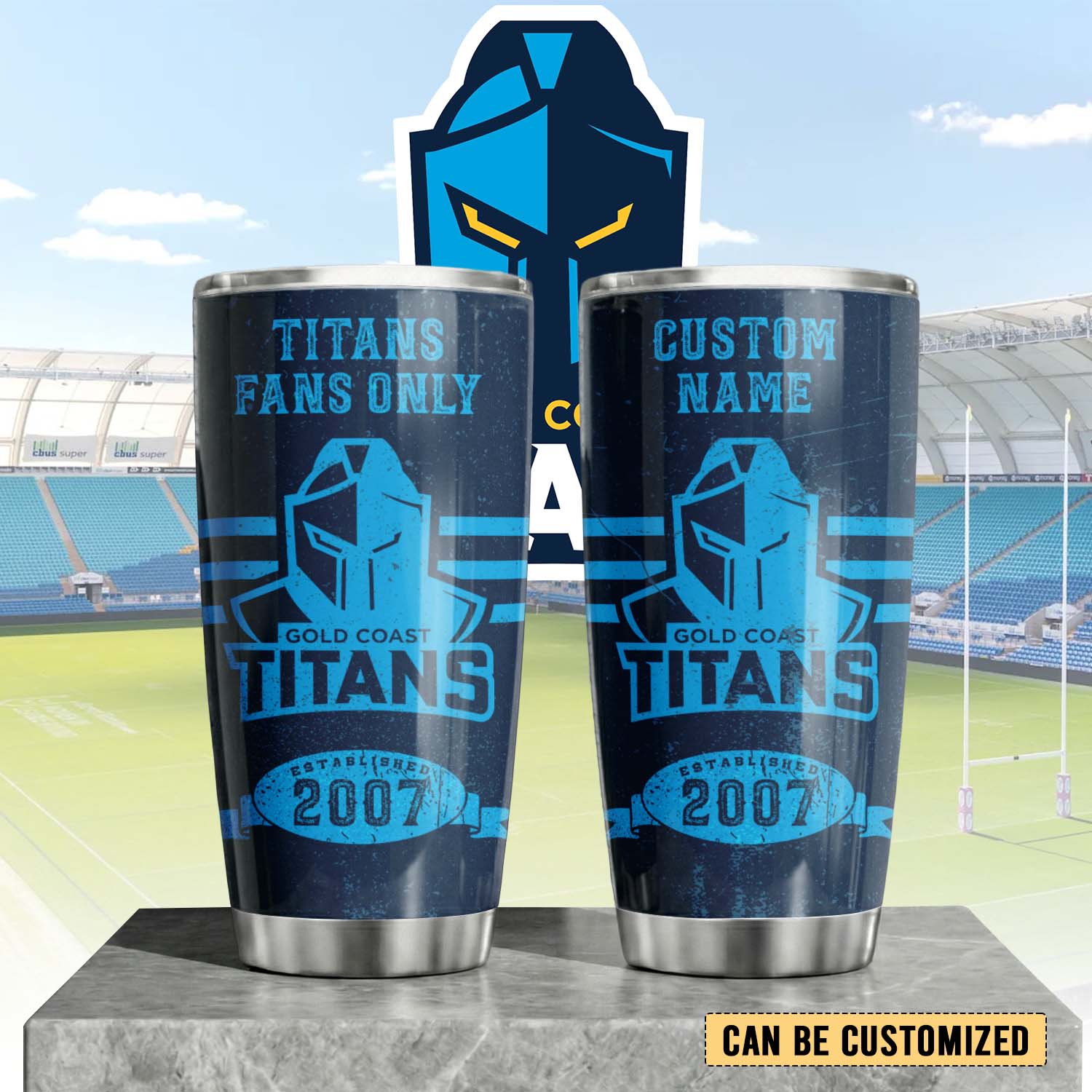 Auspiritmerch Gold Coast Titans Custom Stanley Quencher 20oz Stainless Steel Tumbler