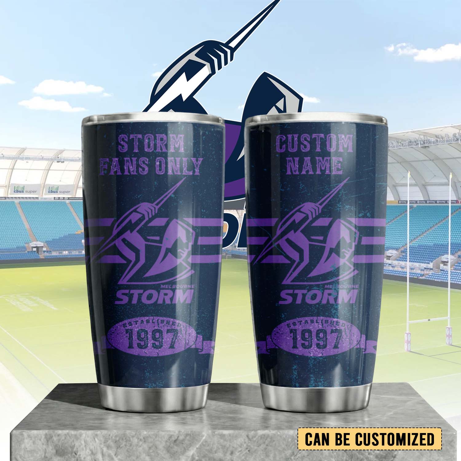 Auspiritmerch Melbourne Storm Custom Stanley Quencher 20oz Stainless Steel Tumbler