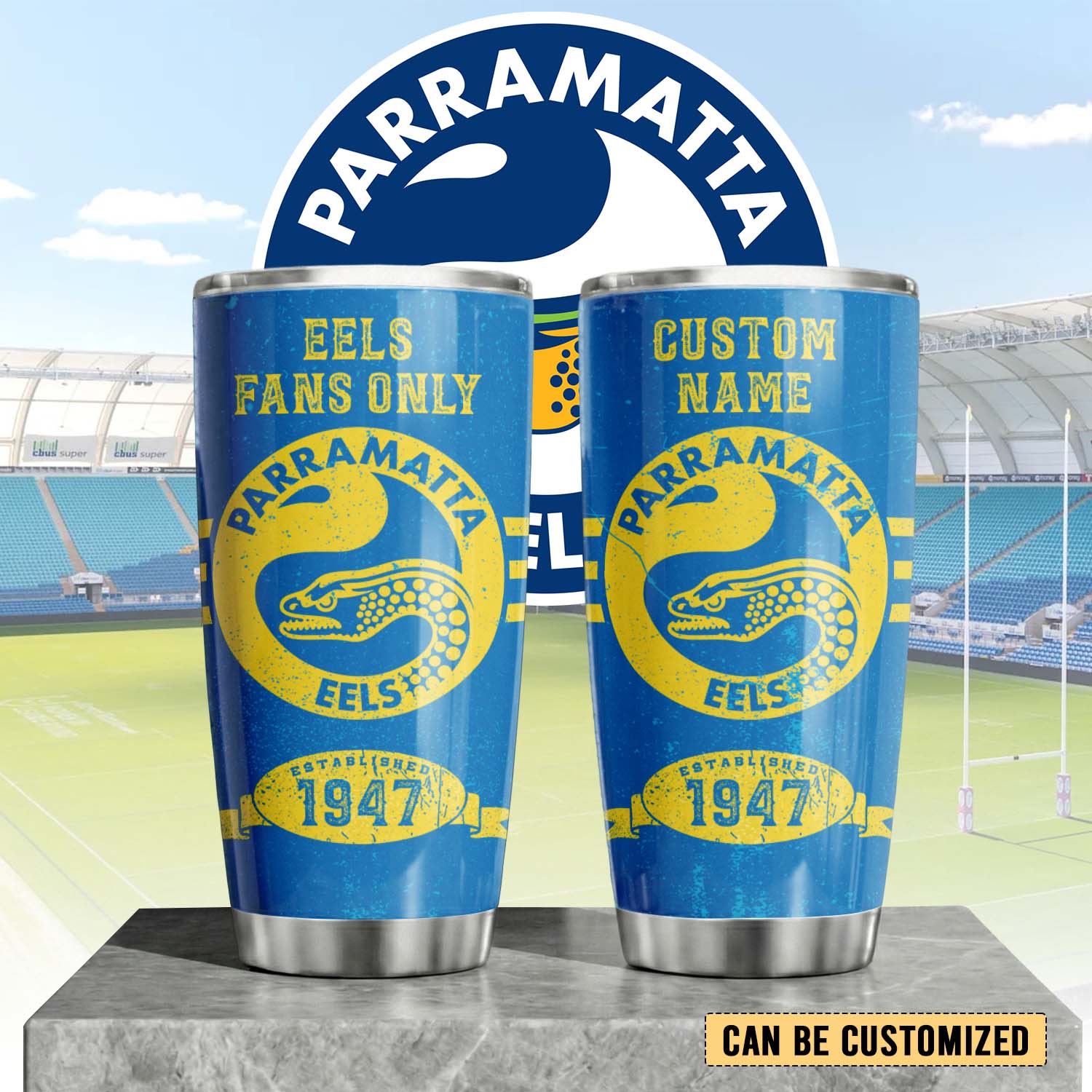 Auspiritmerch Parramatta Eels Custom Stanley Quencher 20oz Stainless Steel Tumbler