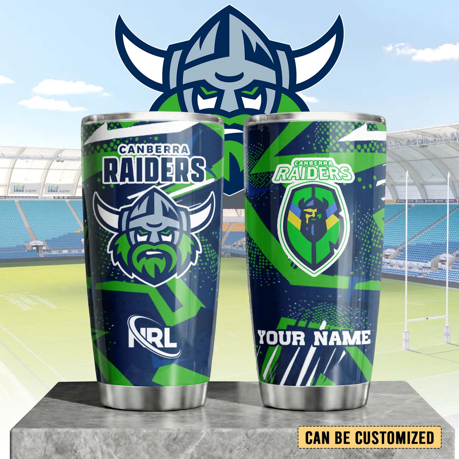 Auspiritmerch Canberra Raiders Custom Stanley Quencher 20oz Stainless Steel Tumbler