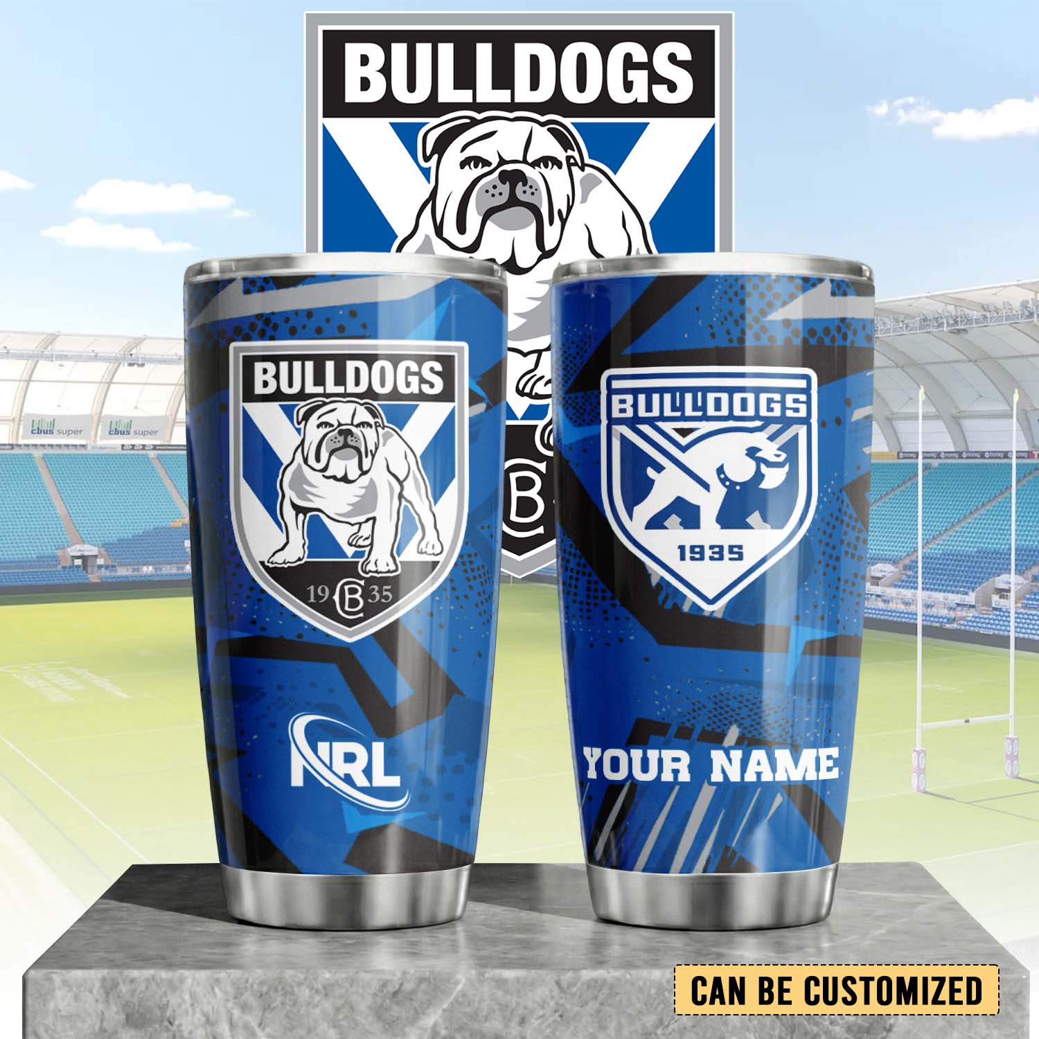 Auspiritmerch Canterbury-Bankstown Bulldogs Custom Stanley Quencher 20oz Stainless Steel Tumbler