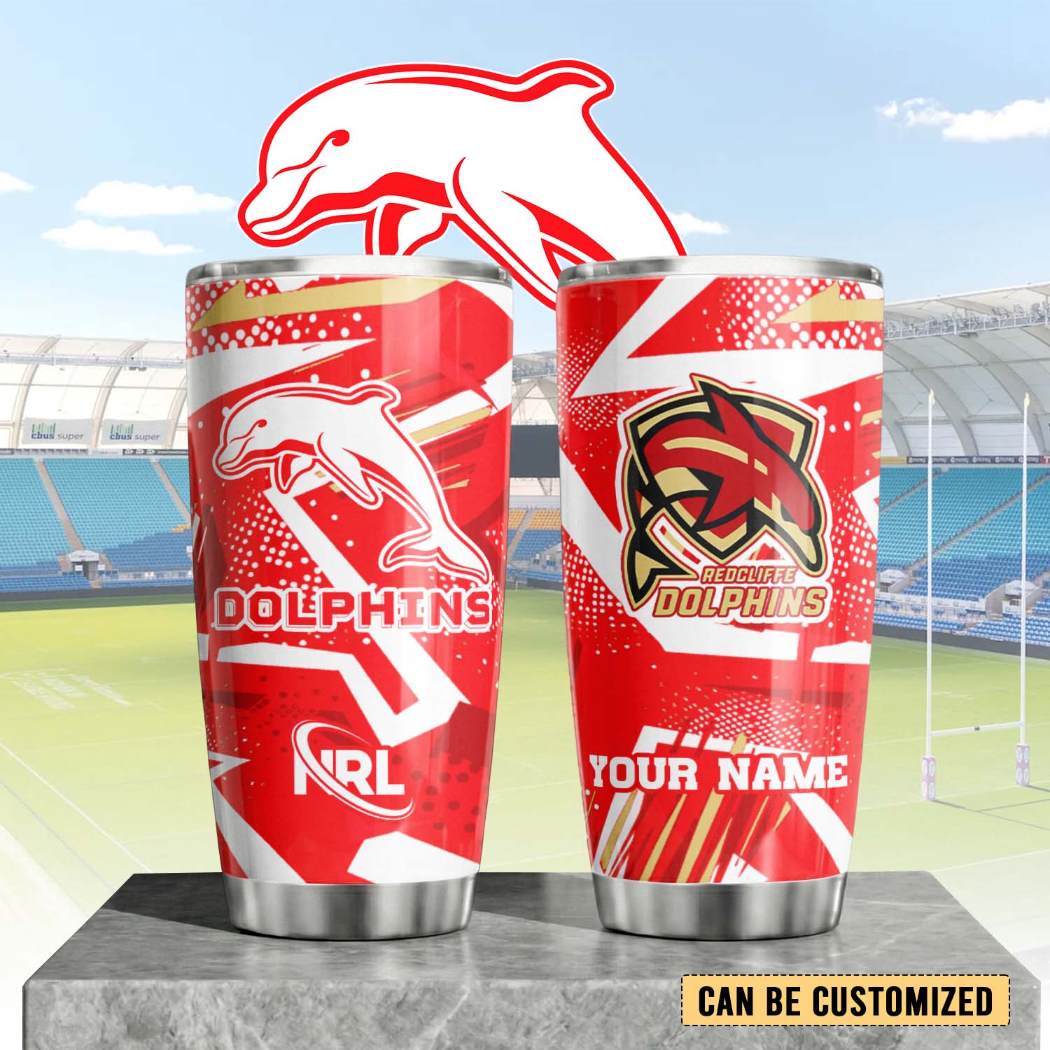 Auspiritmerch Dolphins Custom Stanley Quencher 20oz Stainless Steel Tumbler