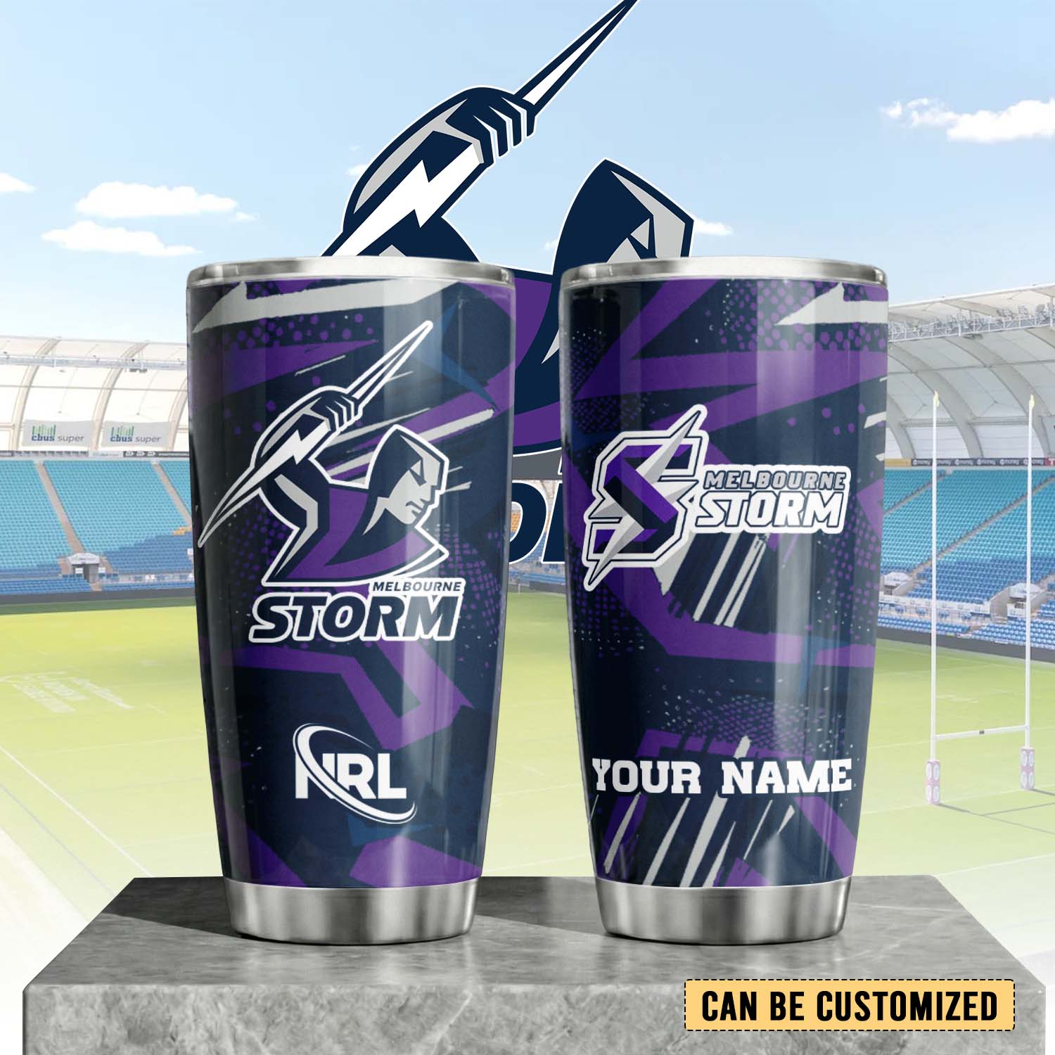 Auspiritmerch Melbourne Storm Custom Stanley Quencher 20oz Stainless Steel Tumbler
