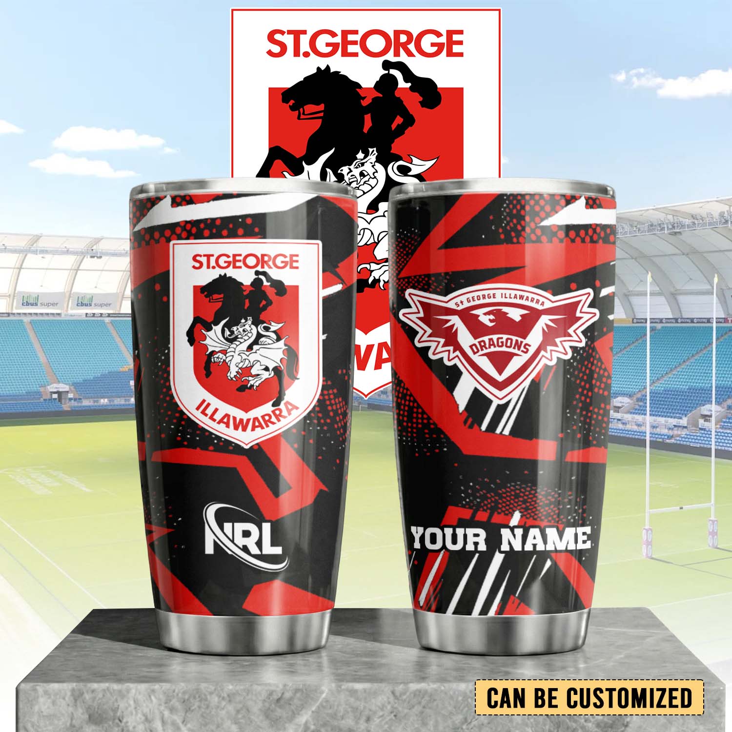 Auspiritmerch St. George Illawarra Dragons Custom Stanley Quencher 20oz Stainless Steel Tumbler