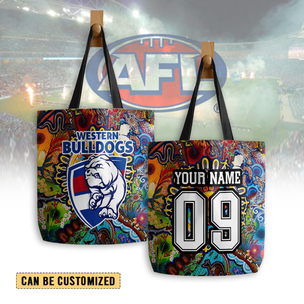 Auspiritmerch Western Bulldogs Personalized Tote Bags Gift For Fans