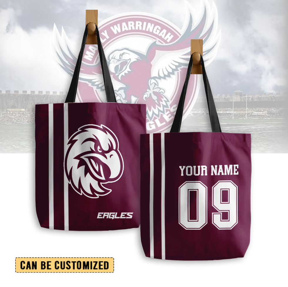 Auspiritmerch Manly Warringah Sea Eagles Personalized Tote Bags Gift For Fans