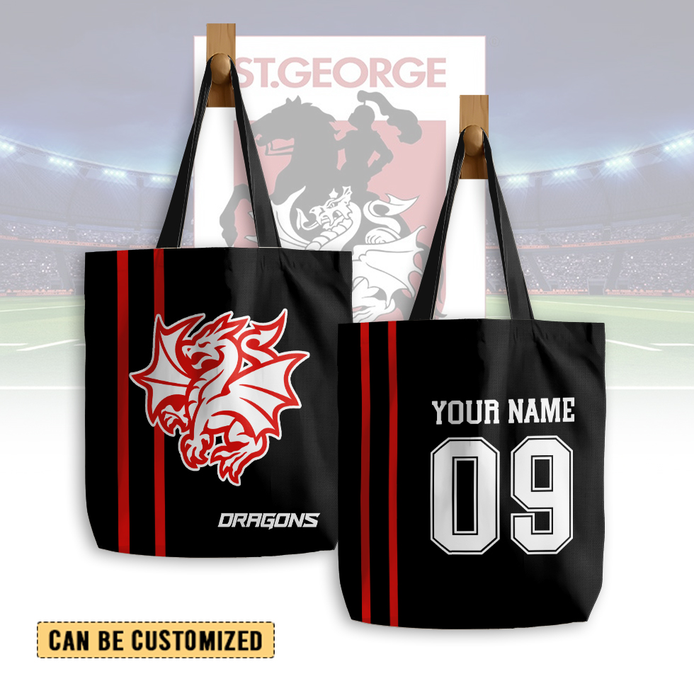 Auspiritmerch St. George Illawarra Dragons Personalized Tote Bags Gift For Fans