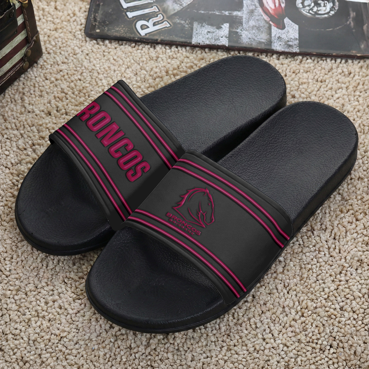 Auspiritmerch Brisbane Broncos Personalized Sports Slippers Gift For Fans