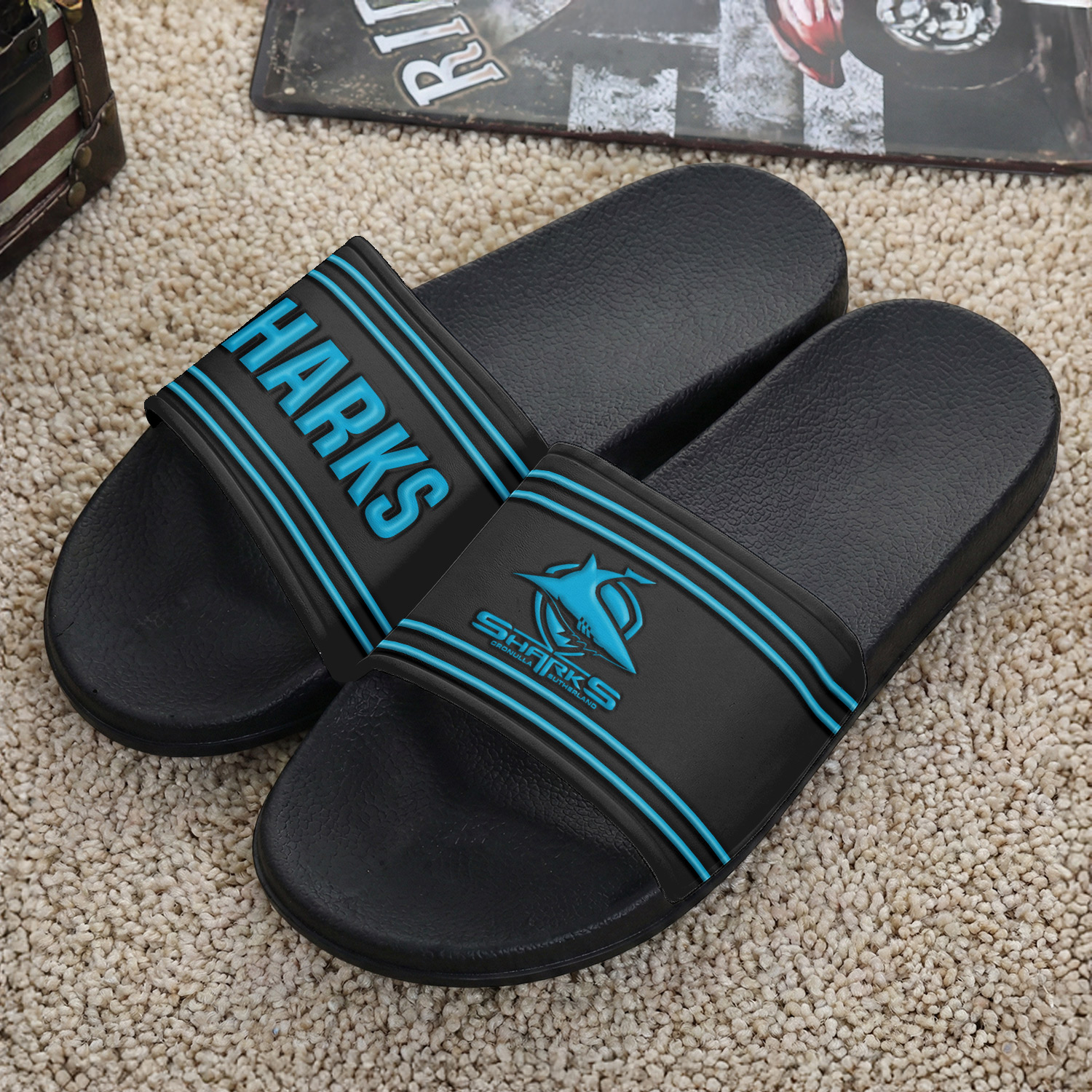 Auspiritmerch Cronulla-Sutherland Sharks Personalized Sports Slippers Gift For Fans