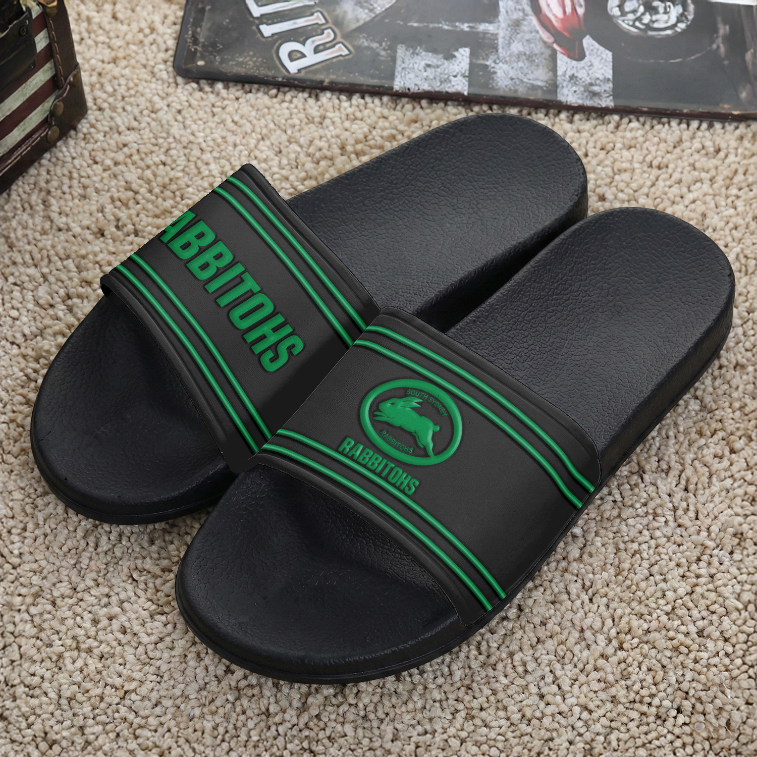 Auspiritmerch South Sydney Rabbitohs Personalized Sports Slippers Gift For Fans