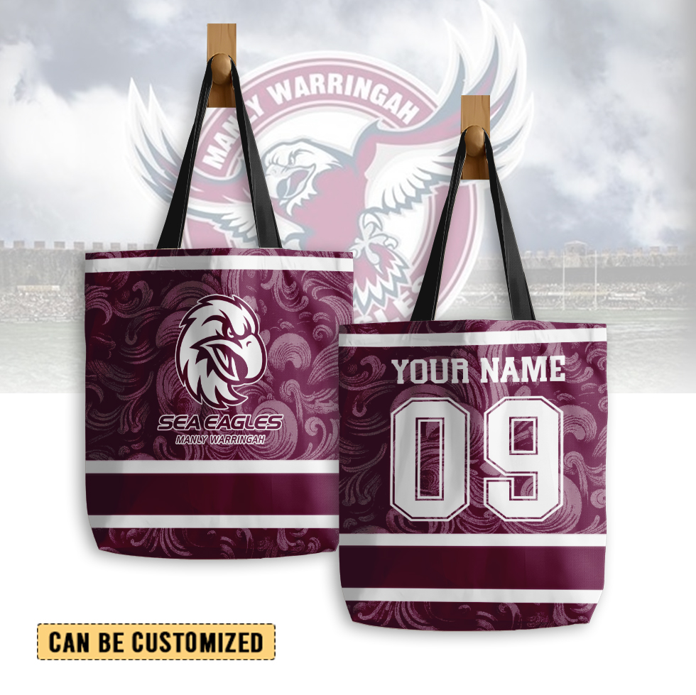 Auspiritmerch Manly Warringah Sea Eagles Personalized Tote Bags Gift For Fans