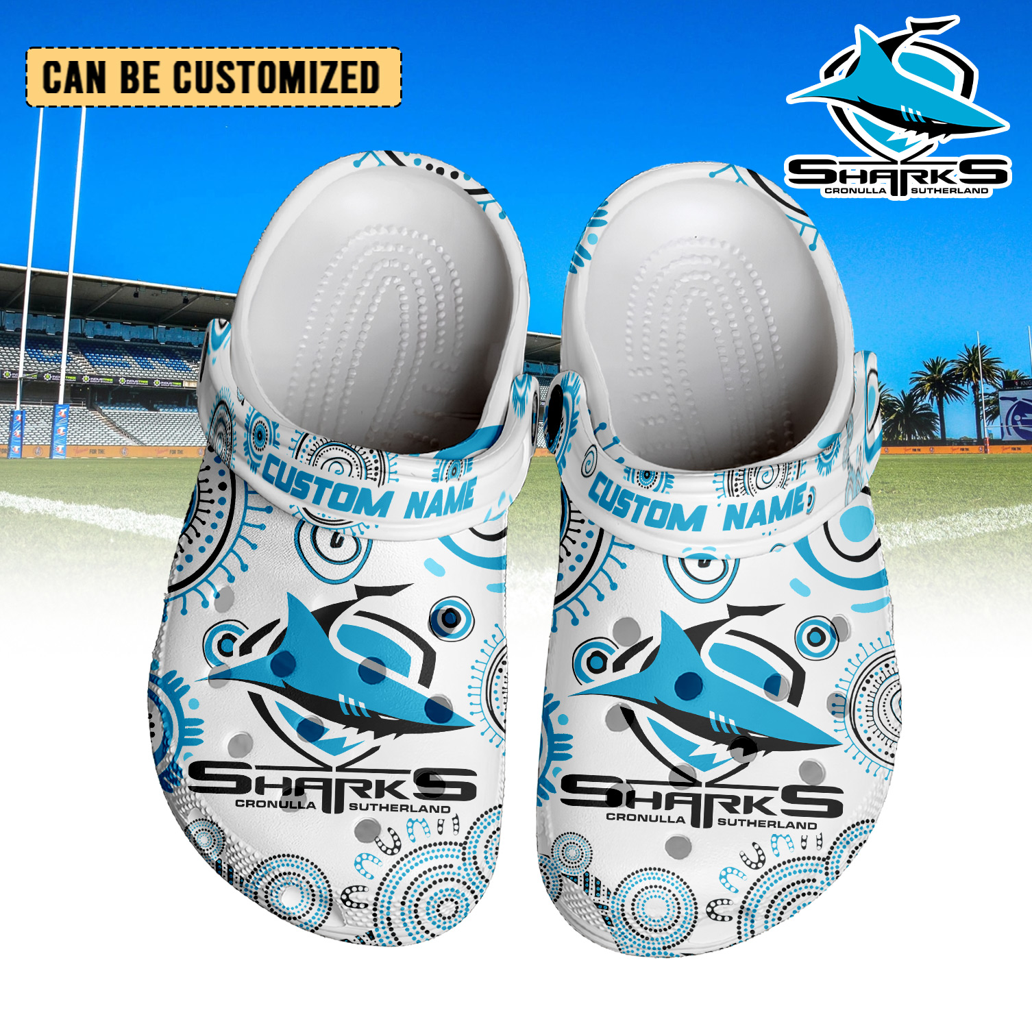 Auspiritmerch Cronulla-Sutherland Sharks Crocs Crocband Clogs Shoes Comfortable For Men Women and Kids