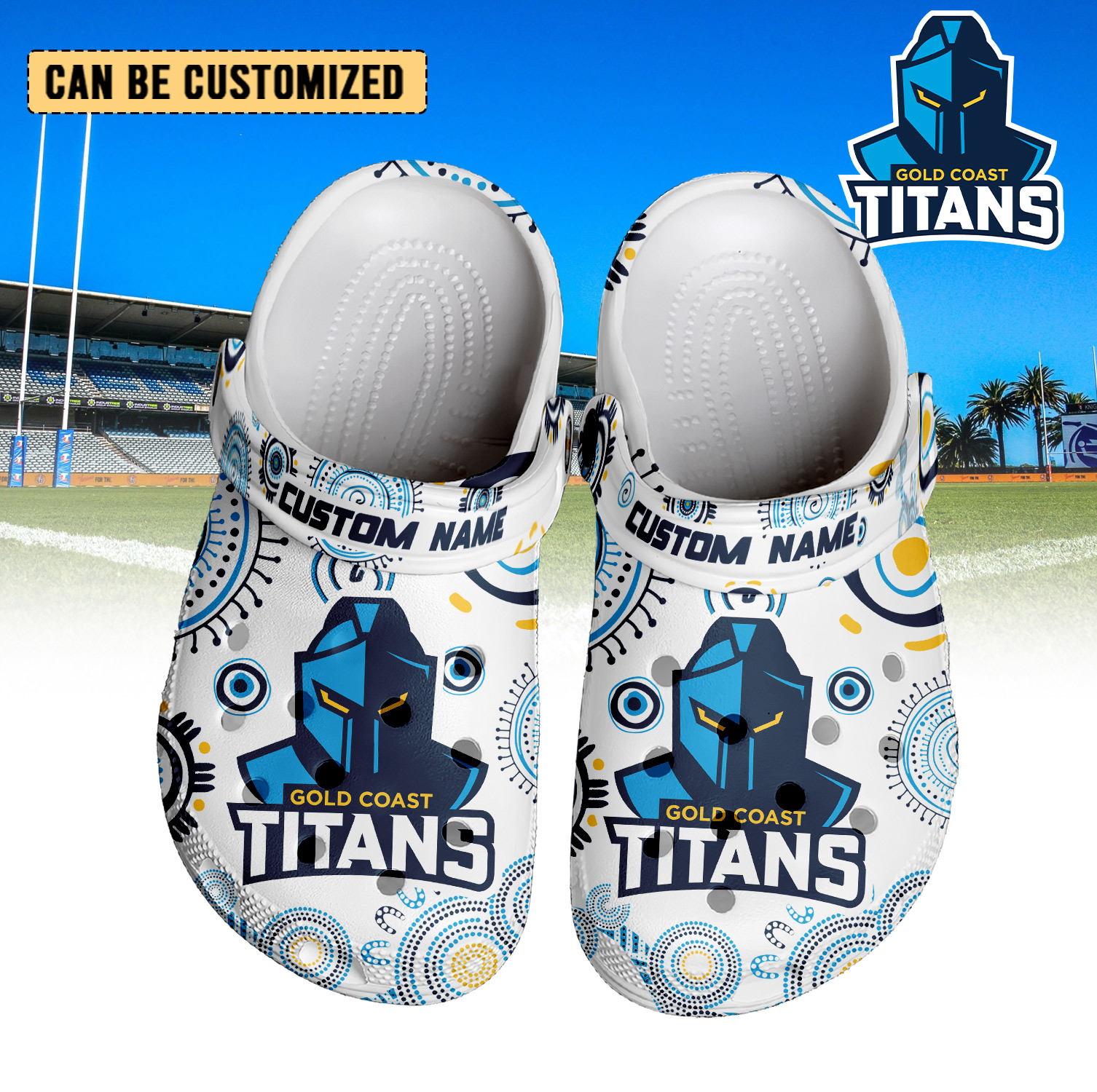 Auspiritmerch Gold Coast Titans Crocs Crocband Clogs Shoes Comfortable For Men Women and Kids