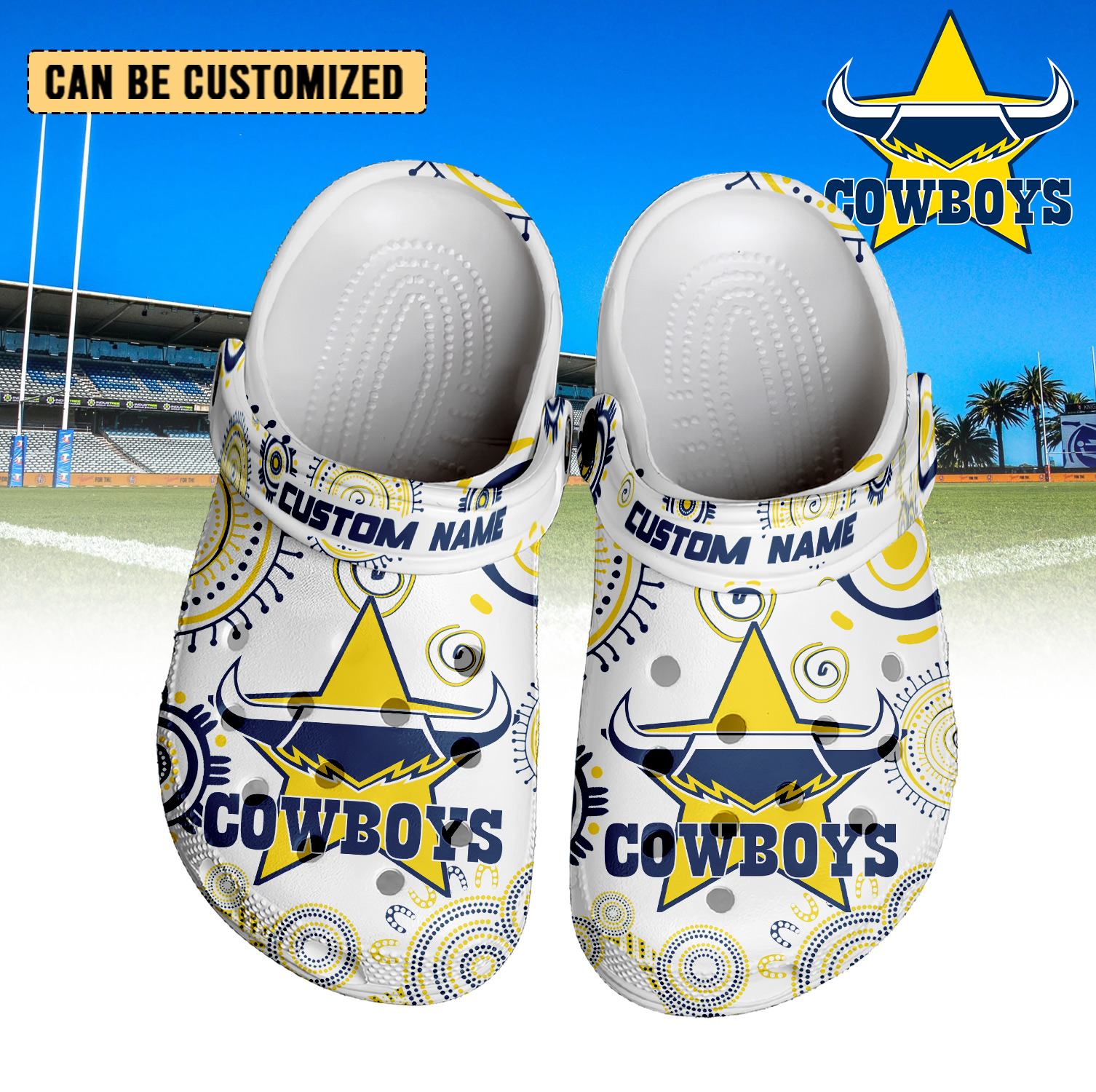 Auspiritmerch North Queensland Cowboys Crocs Crocband Clogs Shoes Comfortable For Men Women and Kids