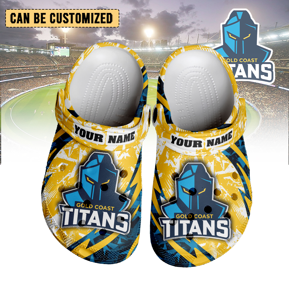 Auspiritmerch Gold Coast Titans Crocs Crocband Clogs Shoes Comfortable For Men Women and Kids