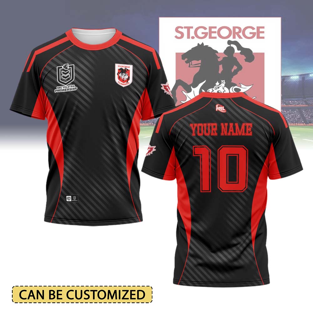Auspiritmerch St. George Illawarra Dragons Personalized T Shirt Gift For Fans