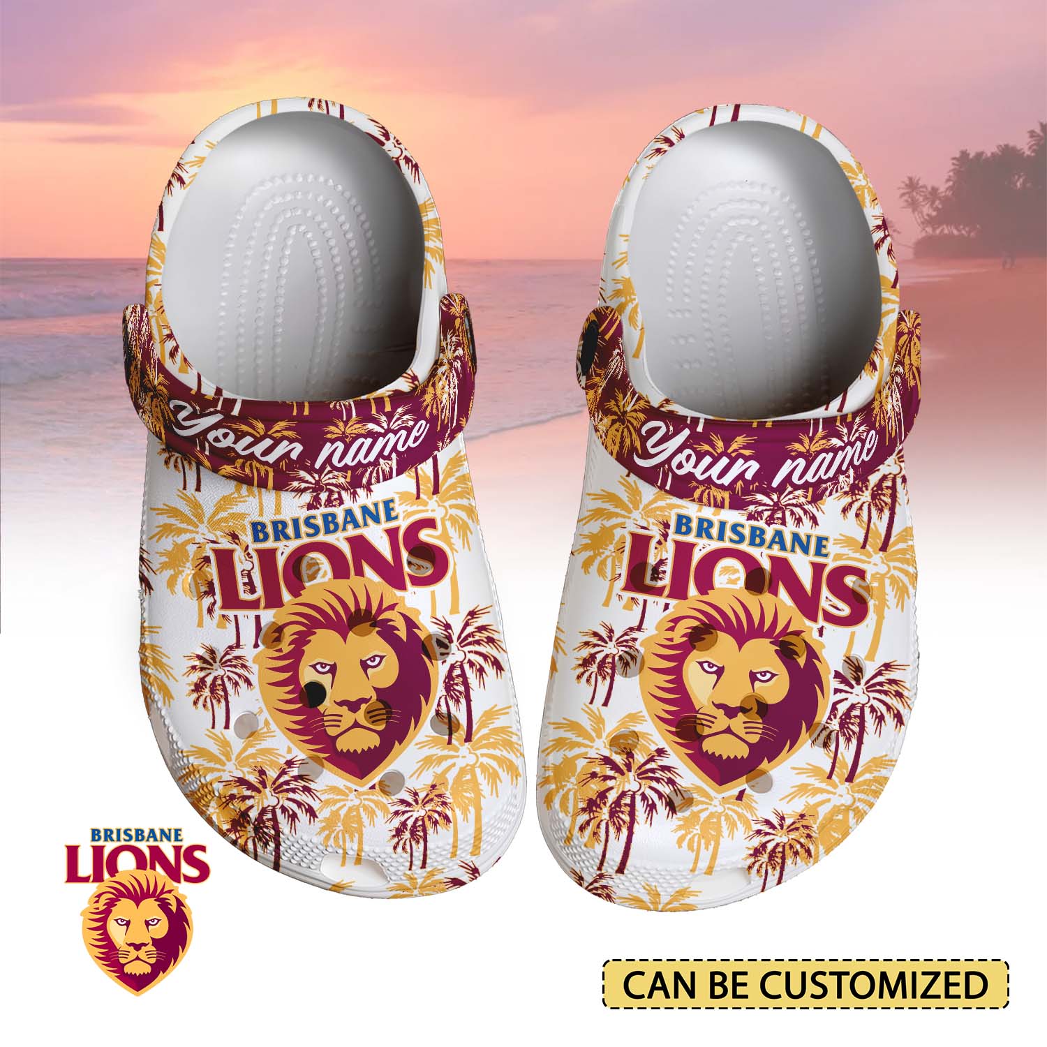 Auspiritmerch Brisbane Lions Crocs Crocband Clogs Shoes Comfortable For Men Women and Kids