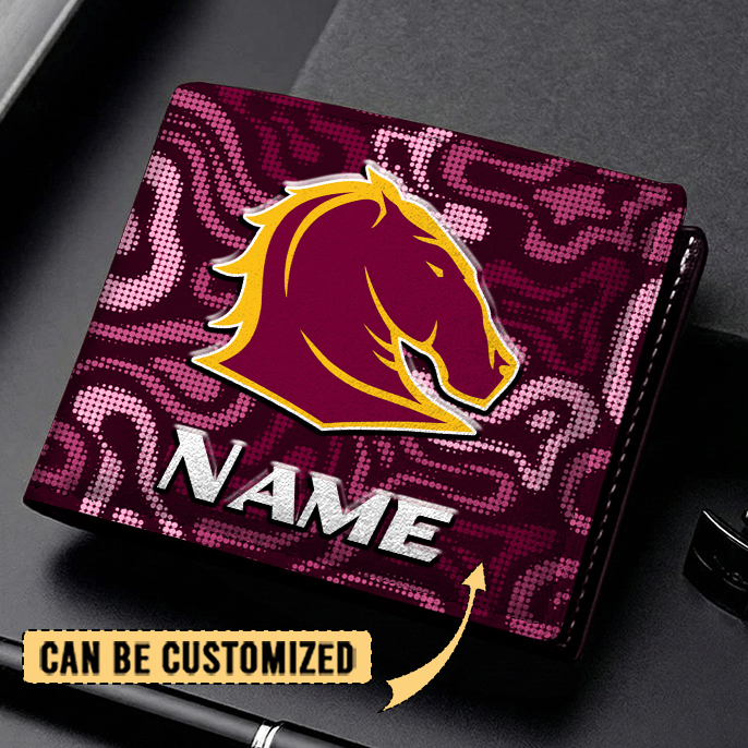 Auspiritmerch Brisbane Broncos Personalized Leather Wallet Gift For Fans