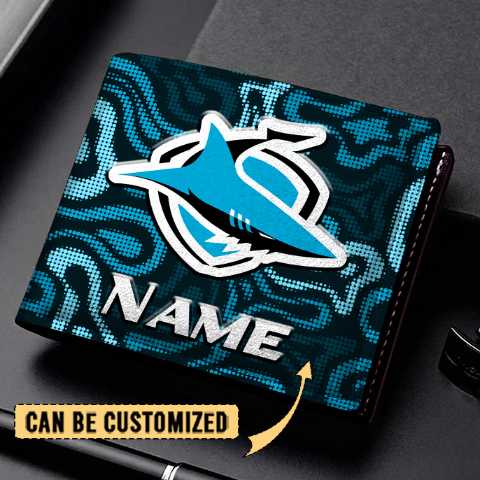 Auspiritmerch Cronulla-Sutherland Sharks Personalized Leather Wallet Gift For Fans