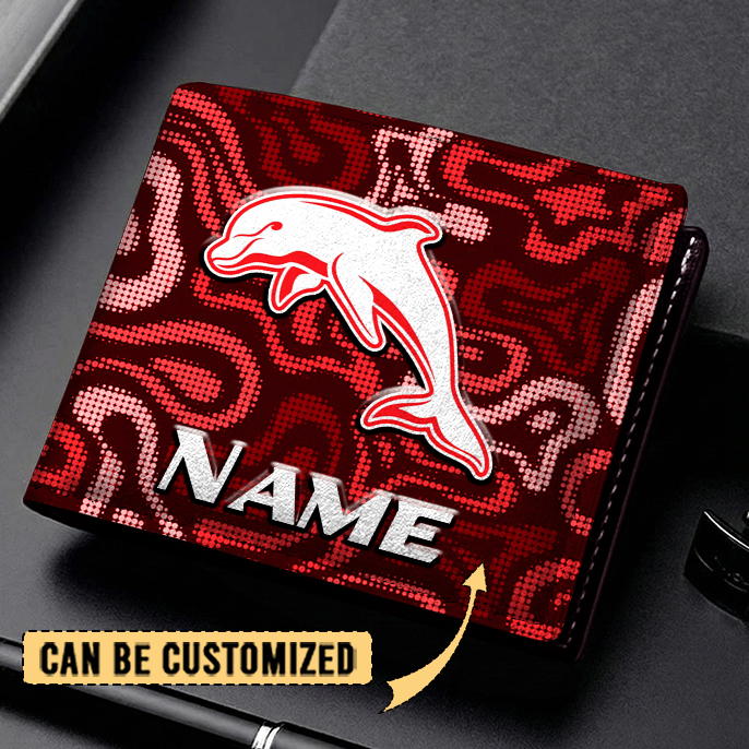 Auspiritmerch Dolphins Personalized Leather Wallet Gift For Fans