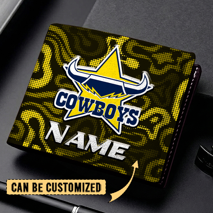 Auspiritmerch North Queensland Cowboys Personalized Leather Wallet Gift For Fans