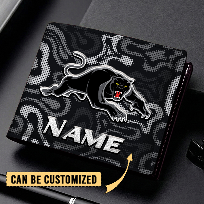 Auspiritmerch Penrith Panthers Personalized Leather Wallet Gift For Fans