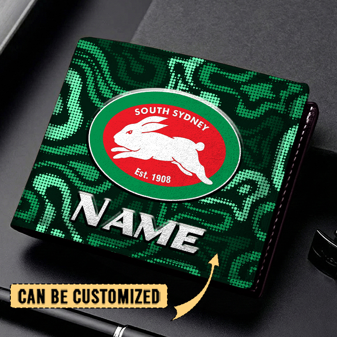 Auspiritmerch South Sydney Rabbitohs Personalized Leather Wallet Gift For Fans