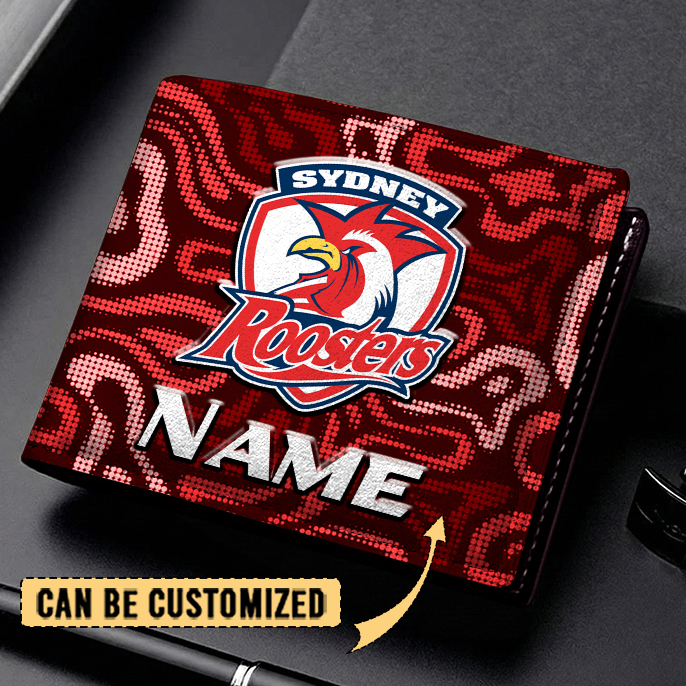 Auspiritmerch Sydney Roosters Personalized Leather Wallet Gift For Fans