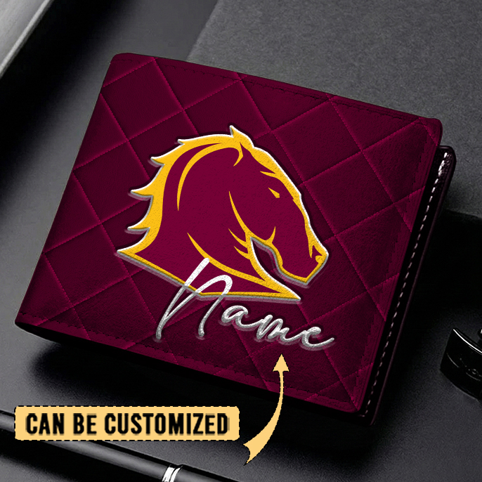 Auspiritmerch Brisbane Broncos Personalized Leather Wallet Gift For Fans