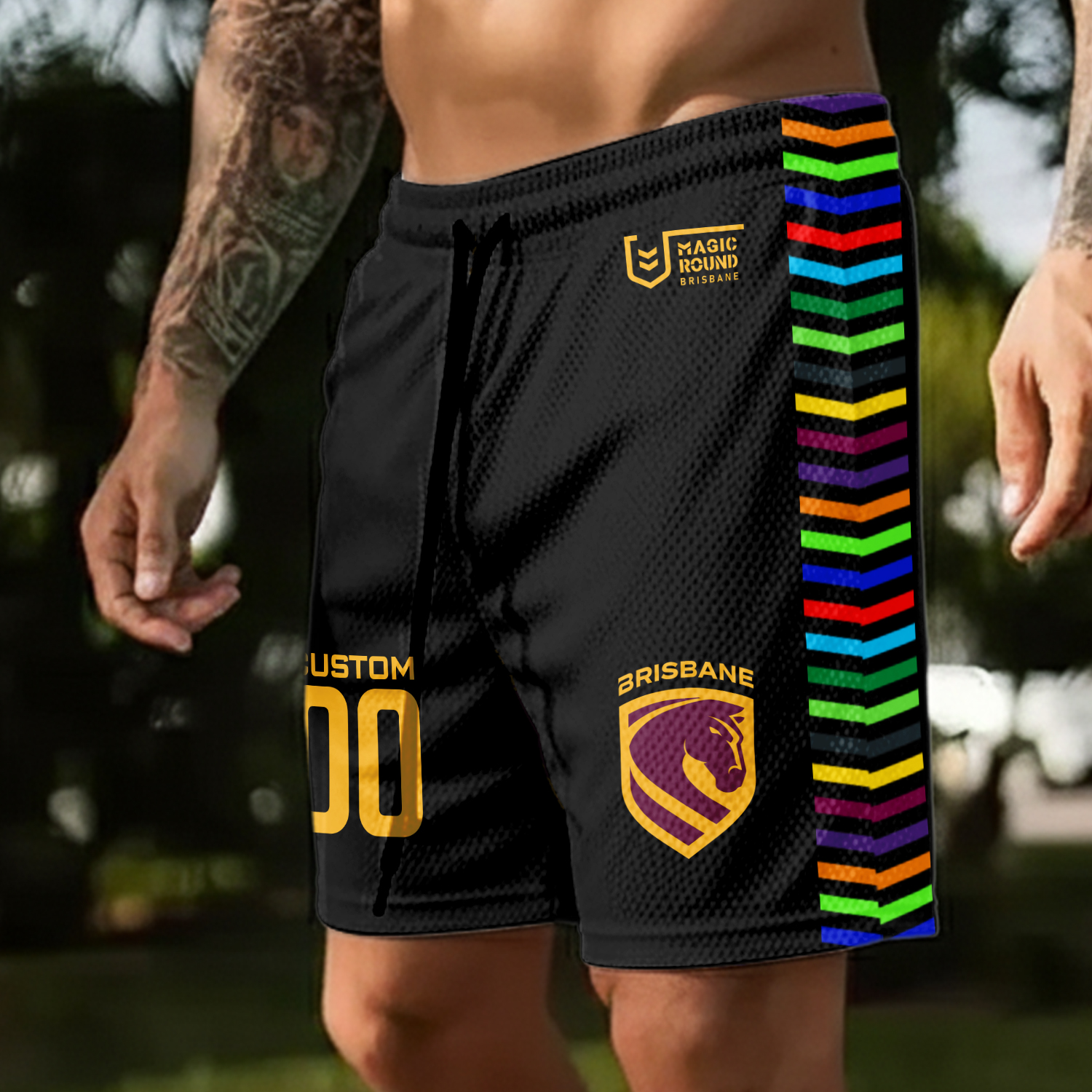 Auspiritmerch Brisbane Broncos x Magic Round Personalized Short Pants Gift For Fans