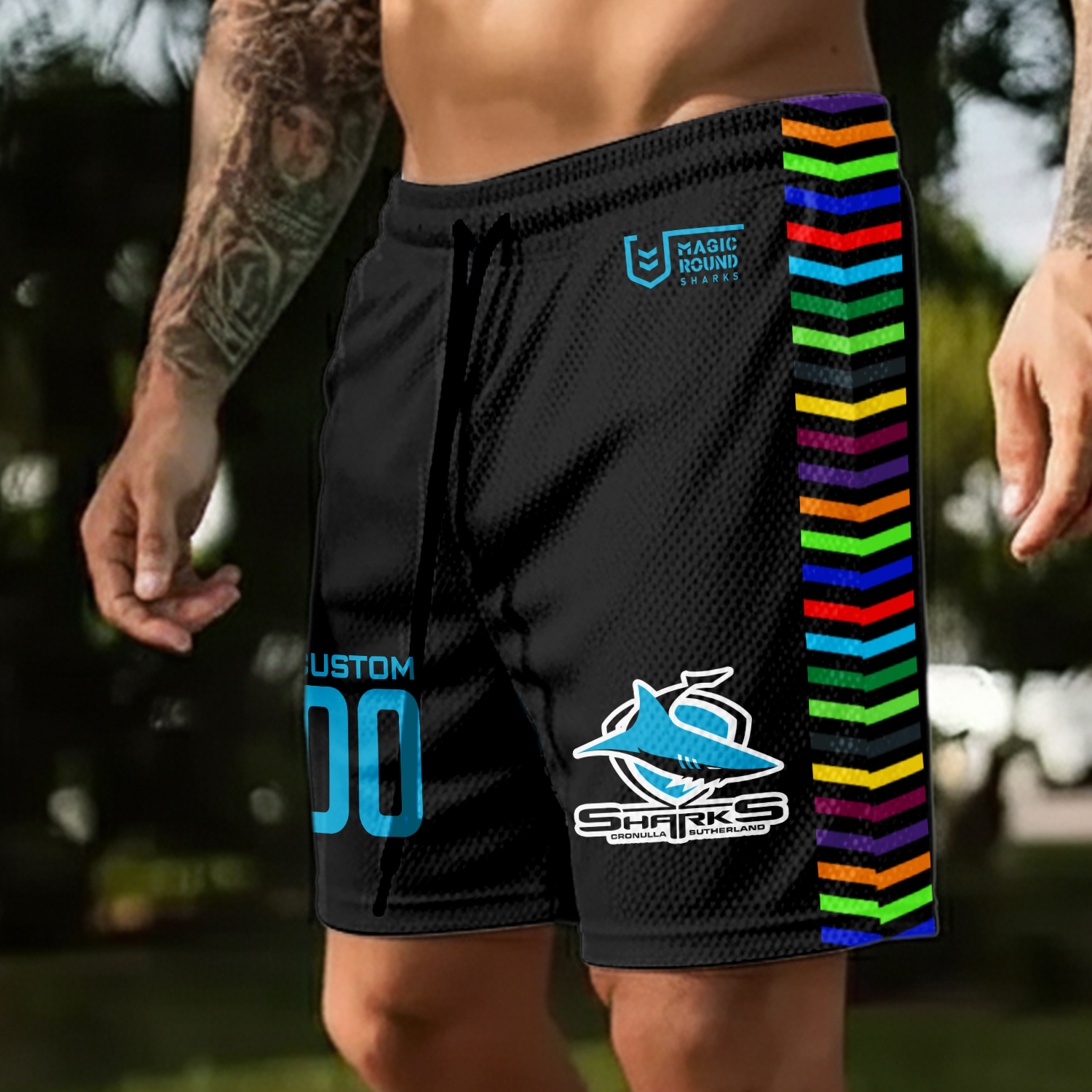 Auspiritmerch Cronulla-Sutherland Sharks x Magic Round Personalized Short Pants Gift For Fans
