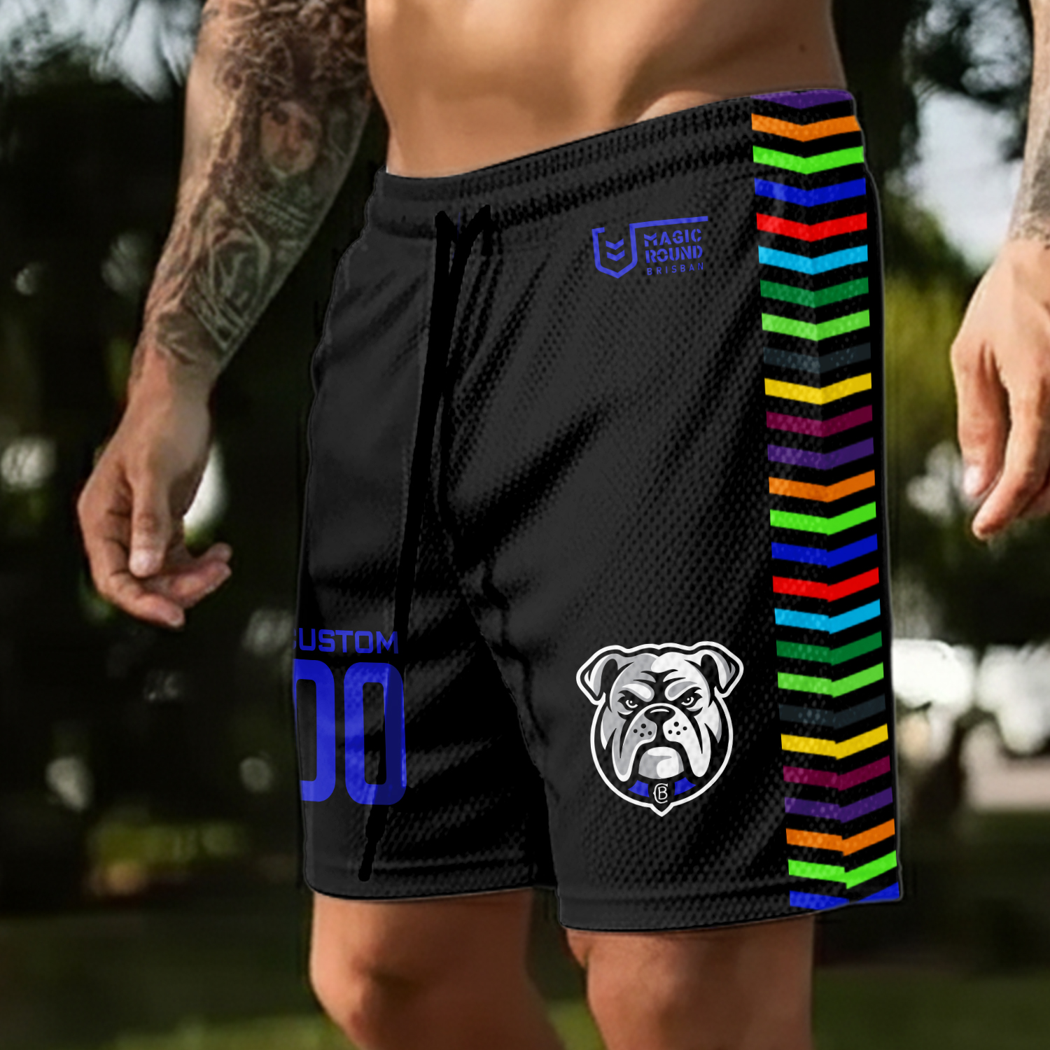 Auspiritmerch Canterbury-Bankstown Bulldogs x Magic Round Personalized Short Pants Gift For Fans