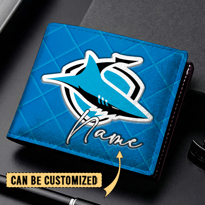 Auspiritmerch Cronulla-Sutherland Sharks Personalized Leather Wallet Gift For Fans