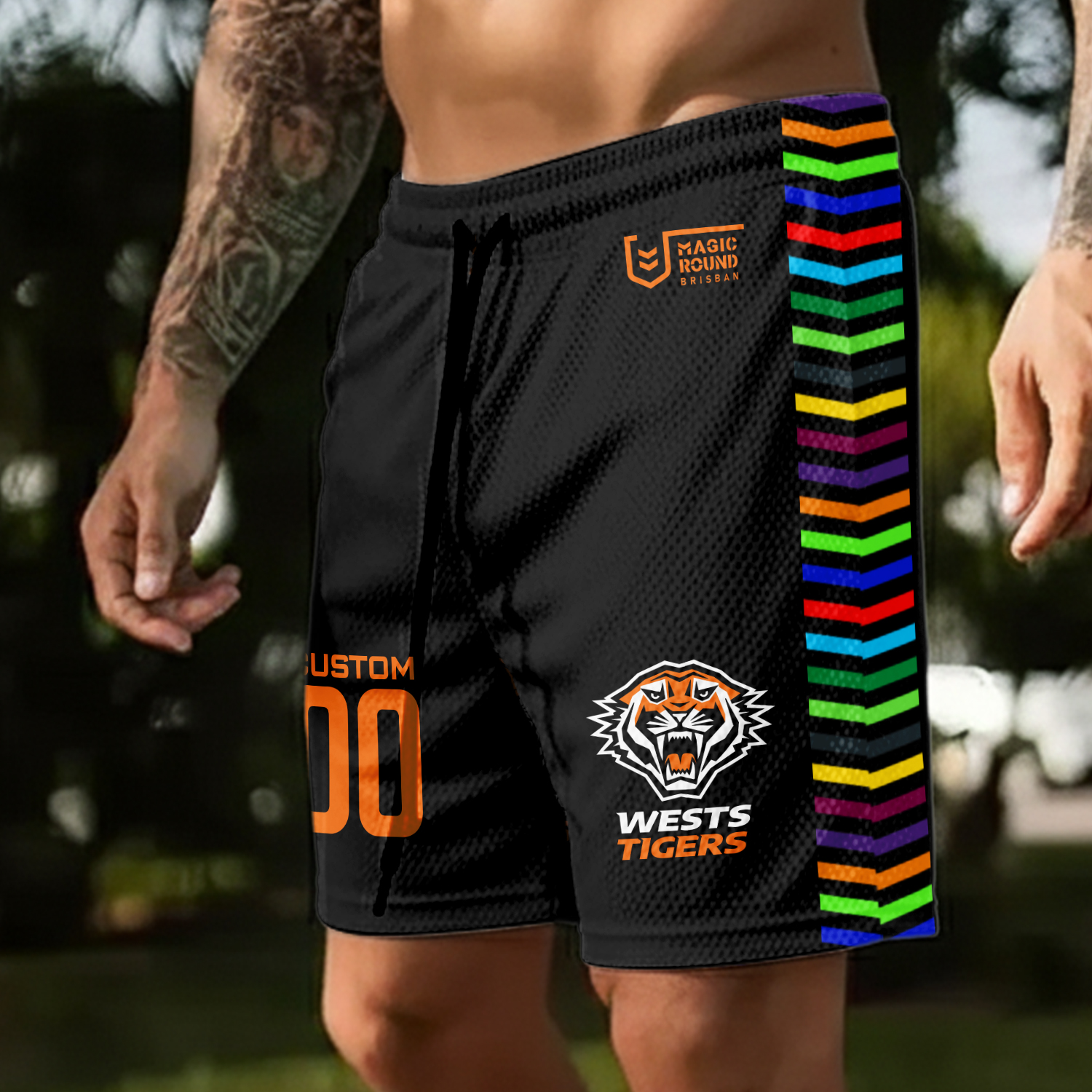 Auspiritmerch Wests Tigers x Magic Round Personalized Short Pants Gift For Fans