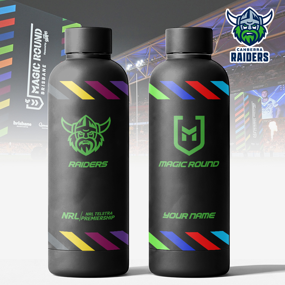 Auspiritmerch Canberra Raiders x Magic Round Personalized Metal Water Bottle Gift For Fans