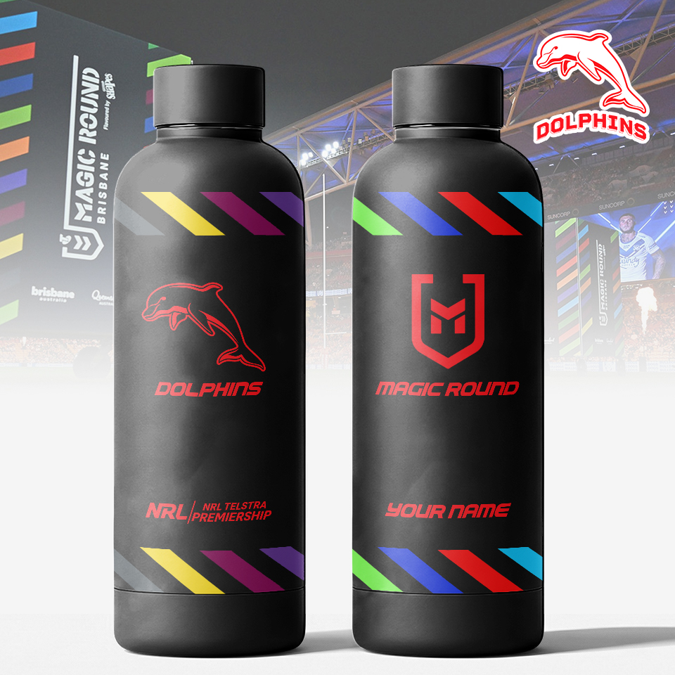 Auspiritmerch Dolphins x Magic Round Personalized Metal Water Bottle Gift For Fans