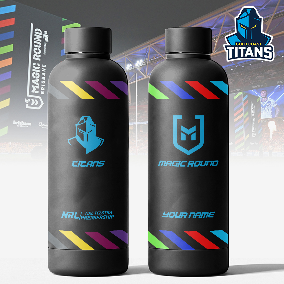 Auspiritmerch Gold Coast Titans x Magic Round Personalized Metal Water Bottle Gift For Fans