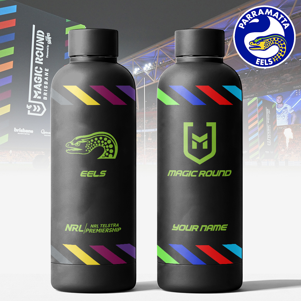 Auspiritmerch Parramatta Eels x Magic Round Personalized Metal Water Bottle Gift For Fans