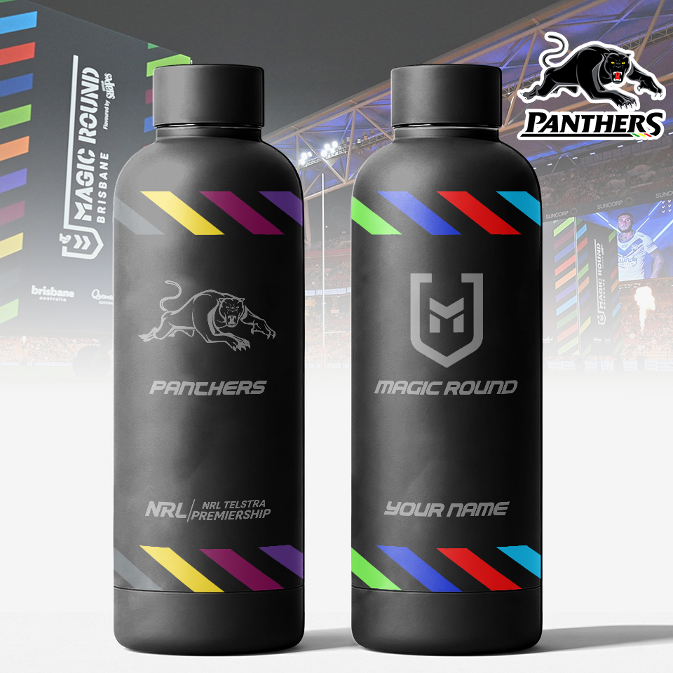 Auspiritmerch Penrith Panthers x Magic Round Personalized Metal Water Bottle Gift For Fans