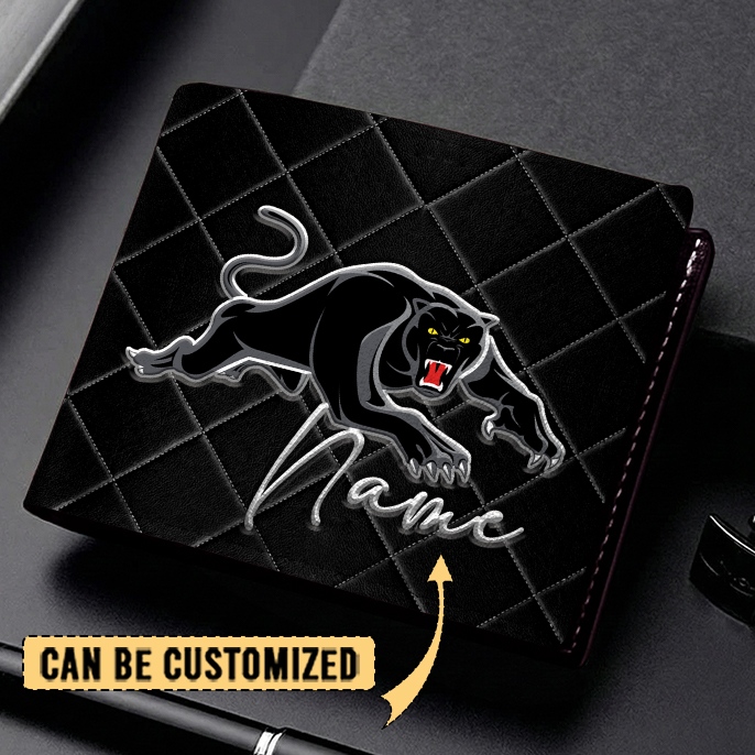 Auspiritmerch Penrith Panthers Personalized Leather Wallet Gift For Fans