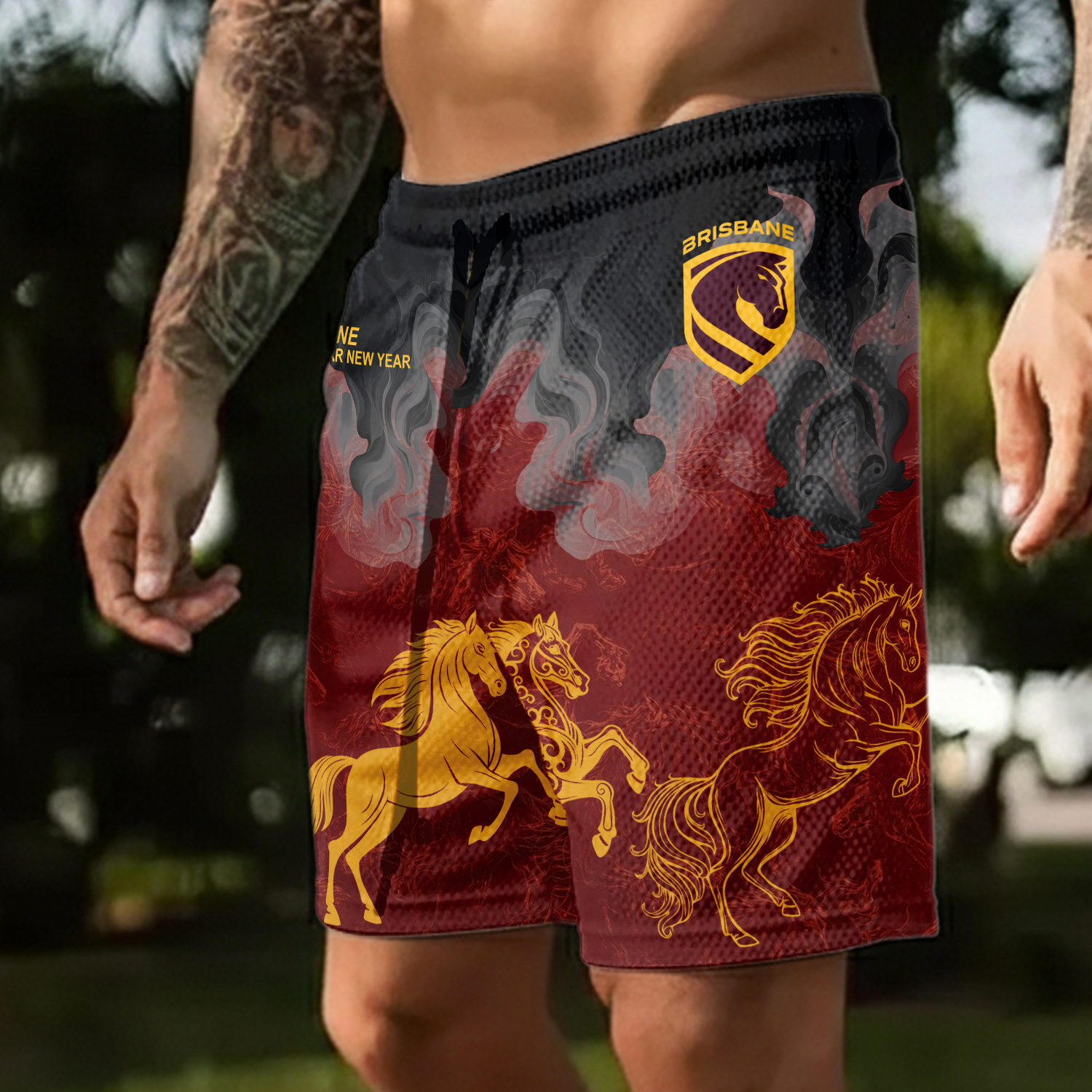 Auspiritmerch Brisbane Broncos x Lunar New Year Personalized Short Pants Gift For Fans